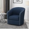 Swivel Barrel Accent Chair,31.25" Linen Upholstered Club Chair with Nailhead Trim for Living Room,Bedroom,Office-Baofuwish - 2 of 4
