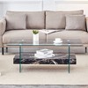 43.3" MDF Two-Tier Floating Coffee Table with Tempered Glass Legs and Spacious Storage - 3 of 4