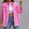 Clearlove Womens Oversized Ripped Denim Jacket Frayed Hem Button Basic Fall Coats Jean Jackets with Pockets - 3 of 4