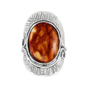 Silpada 'Feeling Fiery' Sterling Silver Pressed Amber Ring - 1 of 4