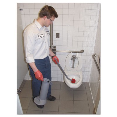 Gray Ergonomic Toilet Brush with Holder and Replaceable Heads