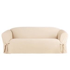 Heavy Weight Cotton Canvas Sofa Slipcover Natural - Sure Fit - 1 of 4