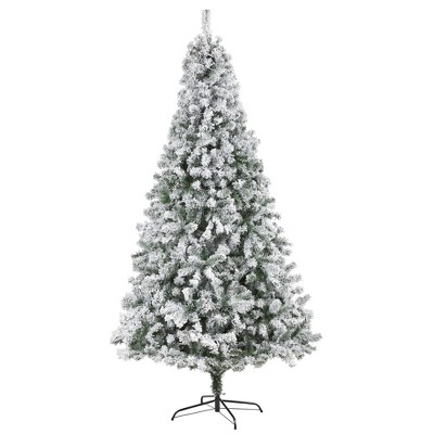 Nearly Natural 8-ft Flocked Rock Springs Spruce Artificial Christmas Tree