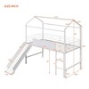 NicBex Twin Size Loft Bed with Roof Design,Metal Loft Bed Frame with Slide and Writing Board,Bed Frame for Kids,Box Spring Not Required - 3 of 4