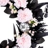 26" Pretty Morbid Pink Carnation Halloween Wreath - National Tree Company - 3 of 4