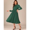 INSPIRE CHIC Women's A-Line Flowy Long Sleeve Tie V Neck Pleated Midi Dress - 4 of 4