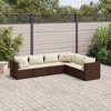 vidaXL 6-Piece Patio Lounge Set - Brown Poly Rattan with Cushions – Modular Outdoor Garden Furniture for Patio, Terrace, Deck, Backyard - 2 of 4