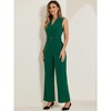 INSPIRE CHIC Women's Casual Sleeveless Shawl Collar Office Belted Cropped Jumpsuit - 2 of 4