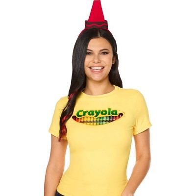 Crayola Adult OSFM Crayon Box Headband and Sticker Costume Accessory Kit Red