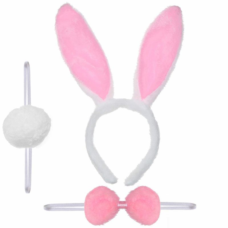 Skeleteen Girls Bunny Rabbit Costume Set - Pink and White, 1 of 6