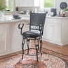 24" Ellie Big and Tall Faux Leather Swivel Seat Counter Height Barstool Black - Powell Company: Metal Frame, 400 lb Capacity - 2 of 4