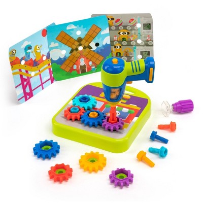 Colorful Plastic Gear Workshop with Electric Toy Drill