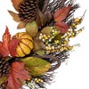Northlight Sunflower, Pumpkin, Foliage and Pine Cone Fall Harvest Wreath - 24 inch, Unlit - 2 of 4