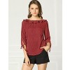 Allegra K Women's Vintage 3/4 Sleeve Boat Neck Ruffled Dots Print Blouse - 4 of 4