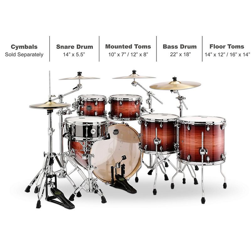 Mapex Armory Series Exotic Studioease Fast Shell Pack With 22" Bass Drum Redwood Burst, 2 of 4