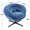 Modern 360° Swivel Office Chair,Chenille Upholstered Lounge Chair With Metal Base,Round Living Room Armless Swivel Chair-Coolbibila - 4 of 4