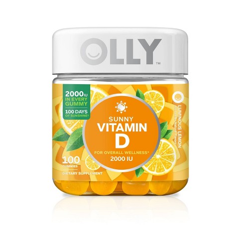 Olly Sunny Vitamin D Dietary Supplement Gummies Luminous Lemon 100ct