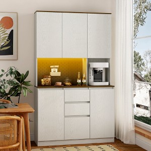 KTMBDW 74" Tall Pantry Cabinet, Kitchen Pantry Storage Cabinets with Door&Drawer, Freestanding Buffet Sideboard for Kitchen, Dining Room, Living Room - 1 of 4
