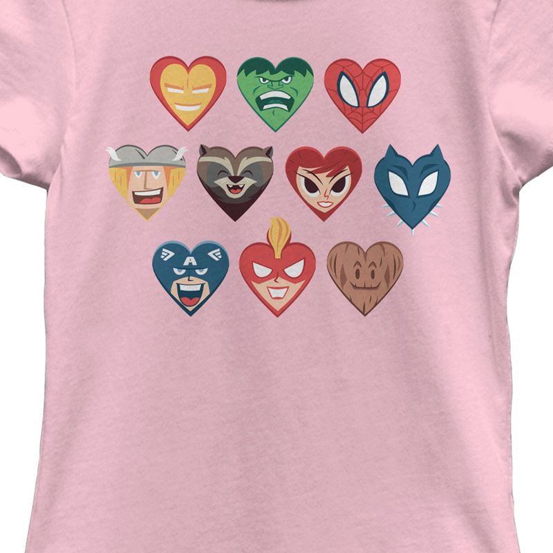 Girl's Marvel Superhero Hearts T-Shirt, 2 of 5
