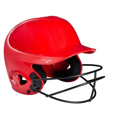 Red Baseball Or Softball Batting Helmet On White Background Stock