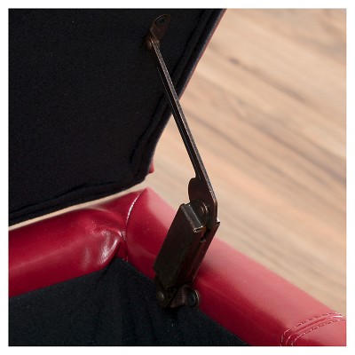 Red PU Leather Storage Ottoman Bench with Solid Wood Frame