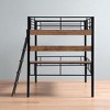 Full Size Metal Loft Bed with LED Light, Built-in Desk, Storage Shelf, Ladder and Guardrails, Industrial Space-Saving Design - 2 of 4