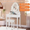 Vanity Desk with Mirror & LED Lights, Makeup Table with Cushioned Stool, 3 Color Lighting Modes, 3 Storage Drawers, Bedroom Dressing Table - 4 of 4