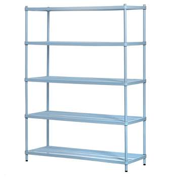 Design Ideas MeshWorks 5 Tier Full-Size Metal Storage Shelving Unit Rack for Kitchen, Office, and Garage Organization, 47.2” x 17.7” x 63,” Sky Blue