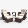 LayinSun Outdoor Patio Furniture Set, Brown Rattan Wicker Sectional Swivel Rocker Chairs Sets - 2 of 4