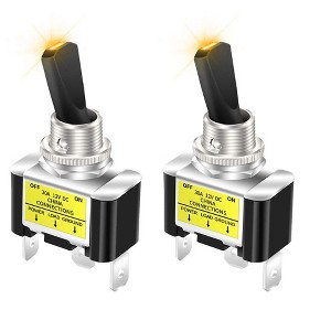 Itopfox 12V LED Toggle Switch with Amber Light, Heavy Duty 30 Amp Rocker Style SPST Design for Car Auto Lights, Fog Lamps, Dome Light - 1 of 4