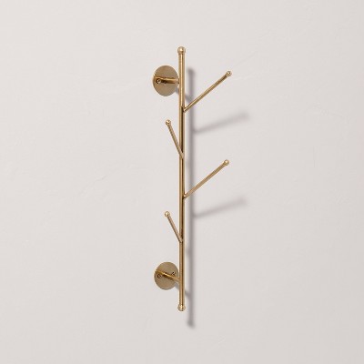 JUNZAI Black And Gold Swivel Coat Hooks, Wall Mounted Coat Rack