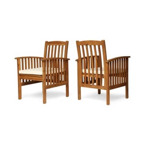 XINGHANZHENXUAN Gray 2 Pcs Patio Chairs with Cushions, Modern Outdoor Dining Armchairs for Backyard, Poolside & Garden - 1 of 4