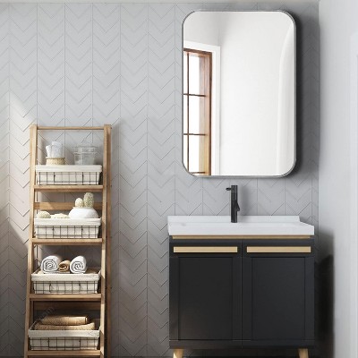 VYNXARIA Silver 24" x 36" Metal Rectangle Barhroom mirror,For Bedroom, Living Room ,Decorative Wall Mirror