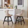 Lyngins 360° Swivel Counter Height Bar Stool Set of 2, Dining Chairs with Solid Rubber Wood Legs, Bar Stools with Button Tufted, Leisure Bar Chairs - 4 of 4