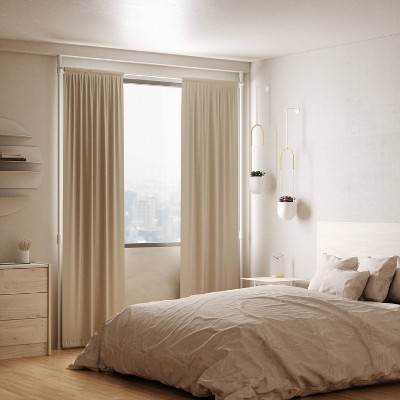 White Adjustable Tension Curtain Rod and Room Divider