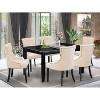 HomeStock 7-Piece Rectangle Black Finish Solid Wood Top Dining Table with 6-Parson Chairs - 2 of 4
