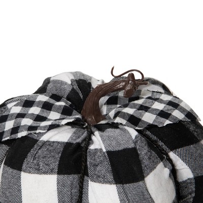 Black and White Buffalo Plaid Fall Harvest Pumpkin Figurine