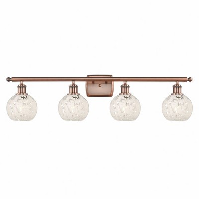 White Mouchette - 4 Light Bath Vanity In Modern Style-9 Inches Tall and 36 Inches Wide