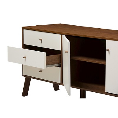 Harlow Scandinavian Two-Tone Walnut & White Sideboard Cabinet