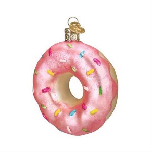 Old World Christmas Blown Glass Ornament for Christmas Tree, Pink Sprinkles Donut - 1 of 4