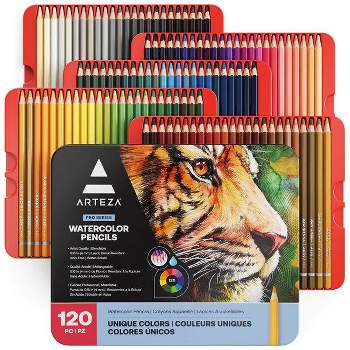Arteza Watercolor Brushes Set, 5 Sizes, Brown Brush Hair - 5 Pack