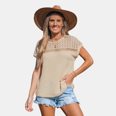 Women's Openwork Lace Detailing Cover-Up Top - Cupshe