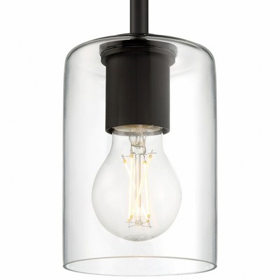 Matte Black Mini Globe LED Pendant Light with Clear Glass