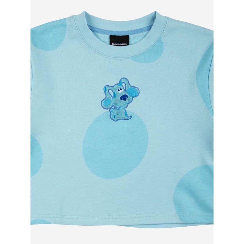 Blues Clues Embroidered Character Art Long Sleeve Blue Adult Crop Top, 2 of 5
