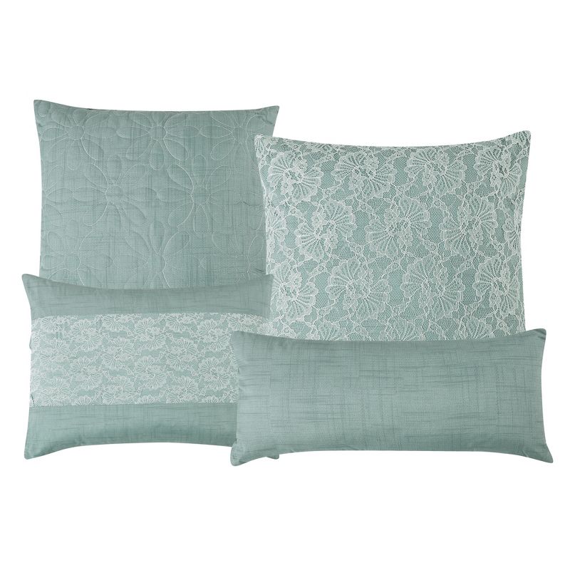 Esca Brenda Warm & Cozy 7 Piece Comforter Set: 1 Comforter, 2 Shams, 2 Cushions, 1 Breakfast Pillow, 1 Decorative Pillow - Green, 3 of 6