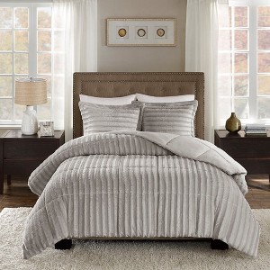 NicBex 3-Piece Faux Fur King Size Bedding Comforter Sets, All-Over Pleated Fur Bedding Set, 1 Comforter, 2 Pillow Shams, Machine Washable - 1 of 4