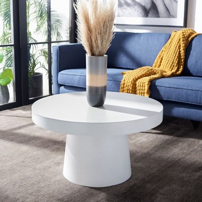 Round White Acrylic Cocktail Table with Storage