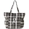 The Lakeside Collection Monogram Plaid Tote Bag with Pockets - R - 4 of 4
