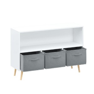 Yinvani Kids bookcase with Collapsible Fabric Drawers, Children's Book Display, Toy Storage Cabinet Organizer - 1 of 4