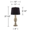 Regency Hill Serena Traditional Country Cottage Table Lamps 27 1/2" Tall Set of 2 Beige Gray Black Faux Silk Drum Shade for Bedroom Living Room House - 4 of 4